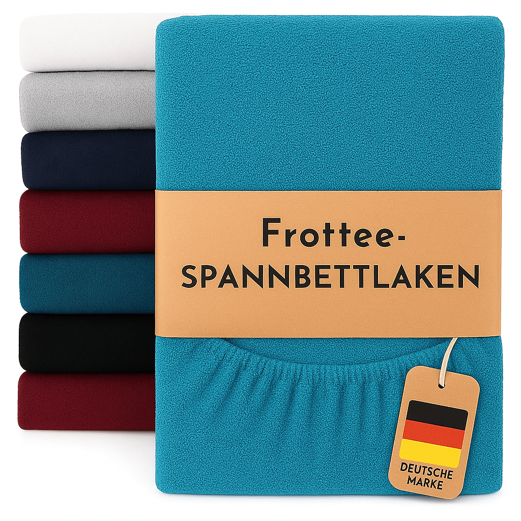 Image of Terry Cotton Fitted Sheet With 25cm Step Height - Fitted Sheet Suitable For Standard Mattresses - Elastic For - 90x200 - 100x200, 140x200 - 160x200, 180x200 - 200x200
