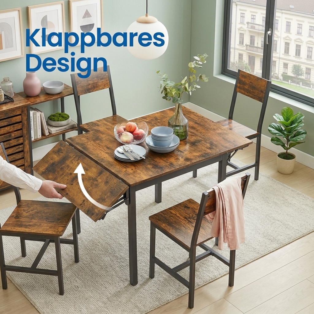 E-shop Esstisch, klappbarer Küchentisch für 2-4 Personen, Platzsparend,Faltbar,120x78x76.2cm,Stühle nicht im Lieferumfang enthalten,Geeignet für