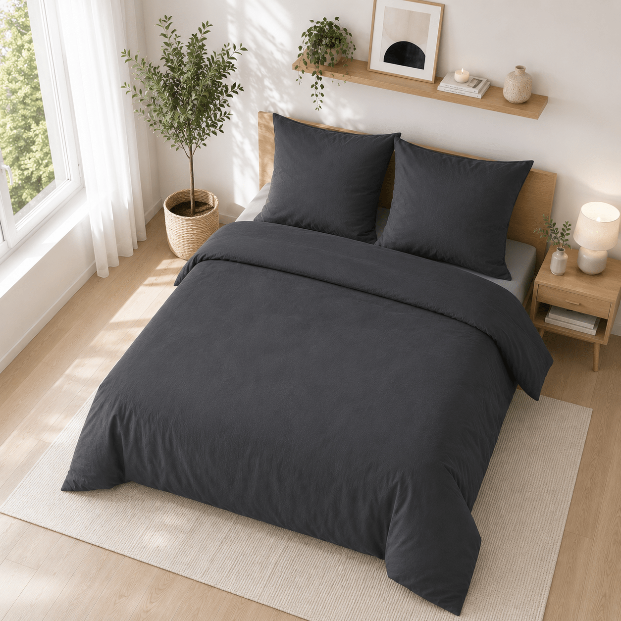 Bed Linen 200x200 Cm- 3pcs Bed Set - 1x Duvet Cover 200x200 Cm + 2x Pillowcase 80x80 Cm - 100%- Zip