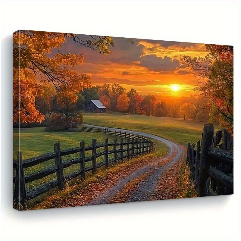 TEMU 2d Flat Wooden Frame Horizontal Edition, Landscape Wall Art Frame Canvas Decoration, Suitable For Living Room, Bedroom, Office , For Christmas,