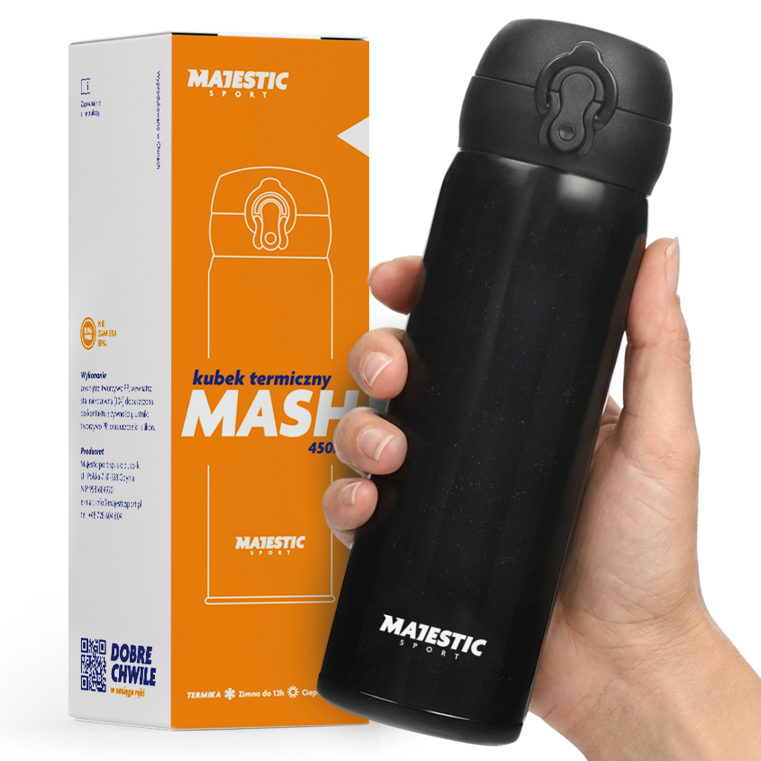 Sport Mash Thermal Mug 450 Ml - Wide Spout - Push-button Opening And Locking Mechanism - Vent Valve - Compatible With Car Cup Holders - Easy To Clean