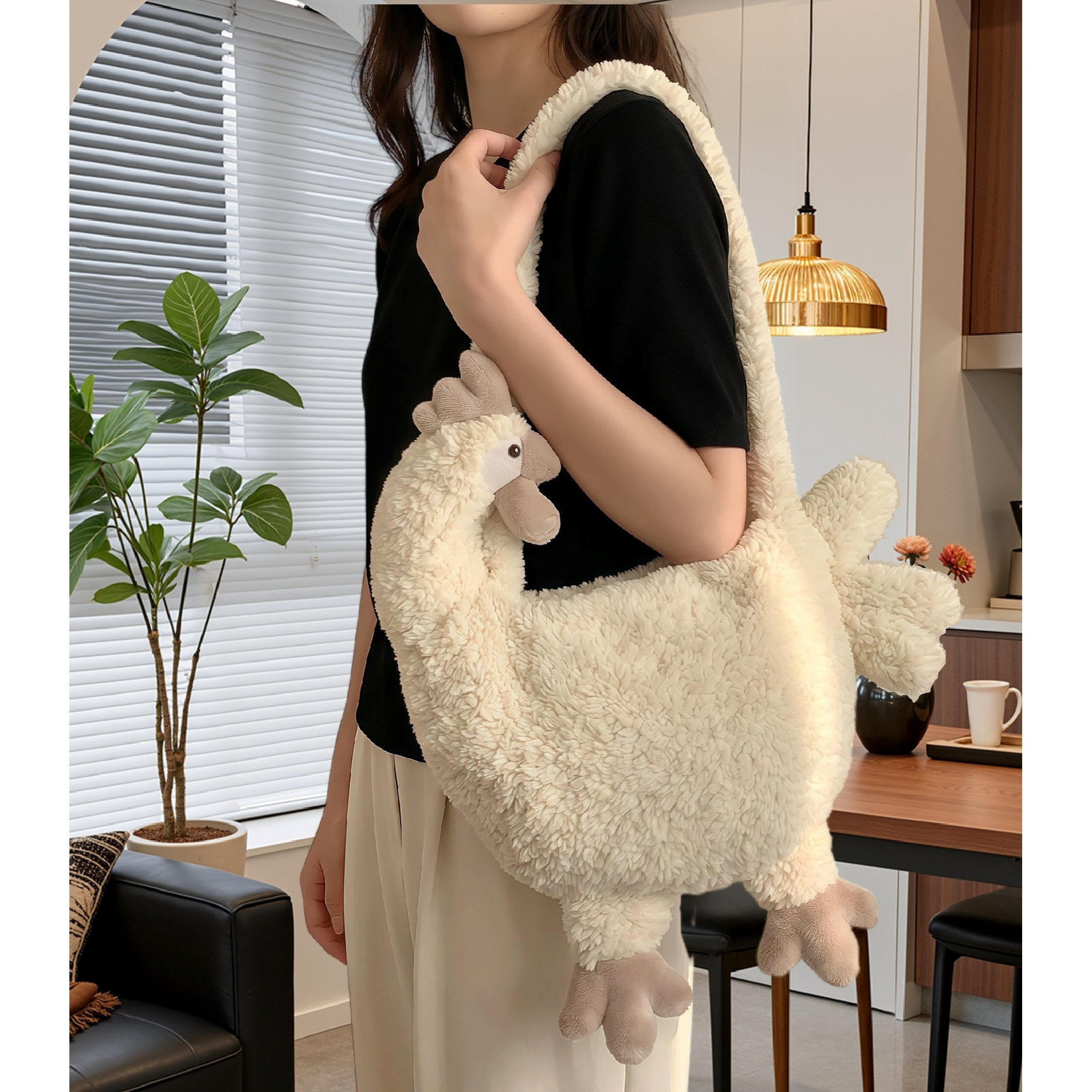 New Fashionable Plush Shoulder Bag Shopper With Zipper - Stylish Accessory For Any Outfit - Perfect Gift For Birthday Christmas Easter