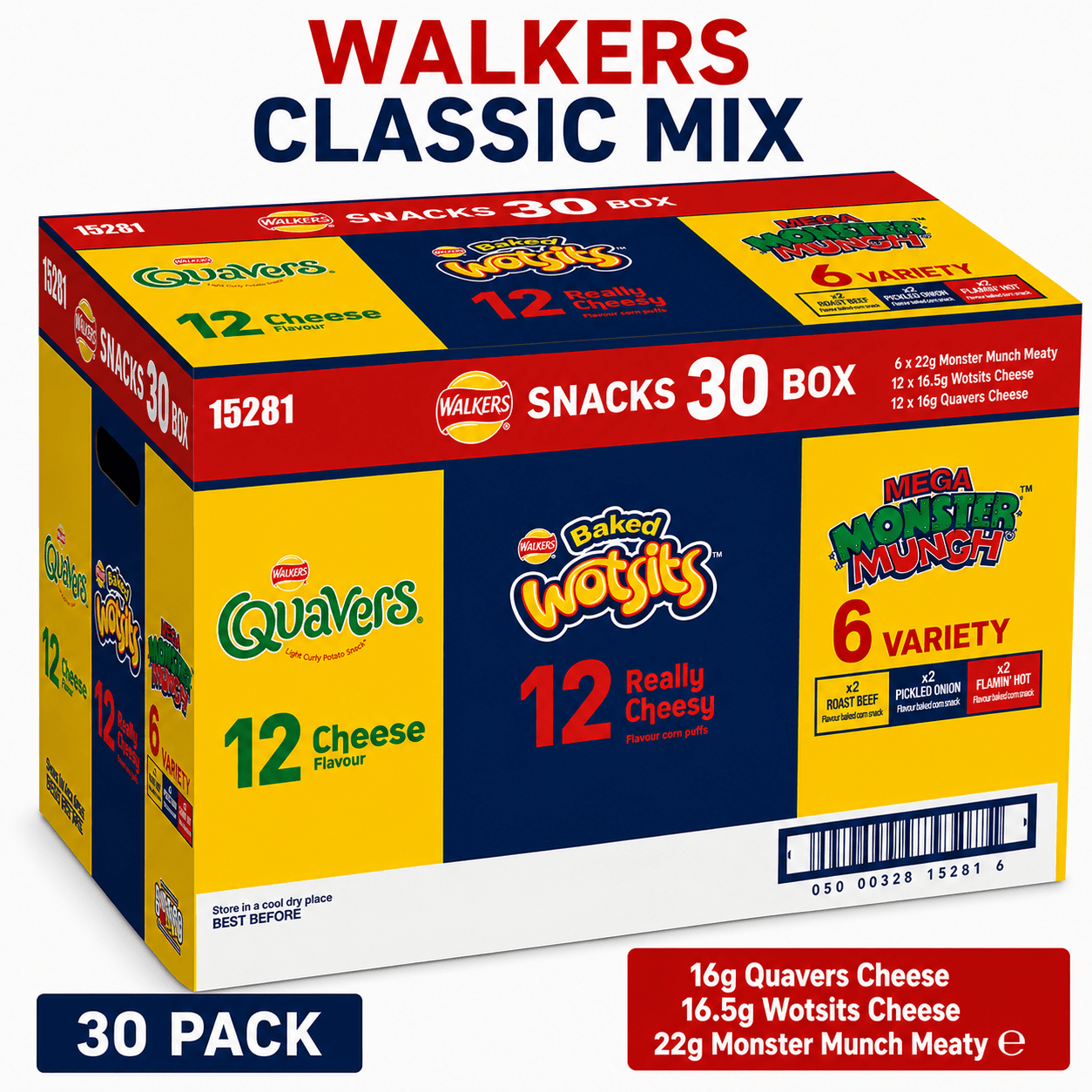 walkers classic mix snacks   30 pack         multipack