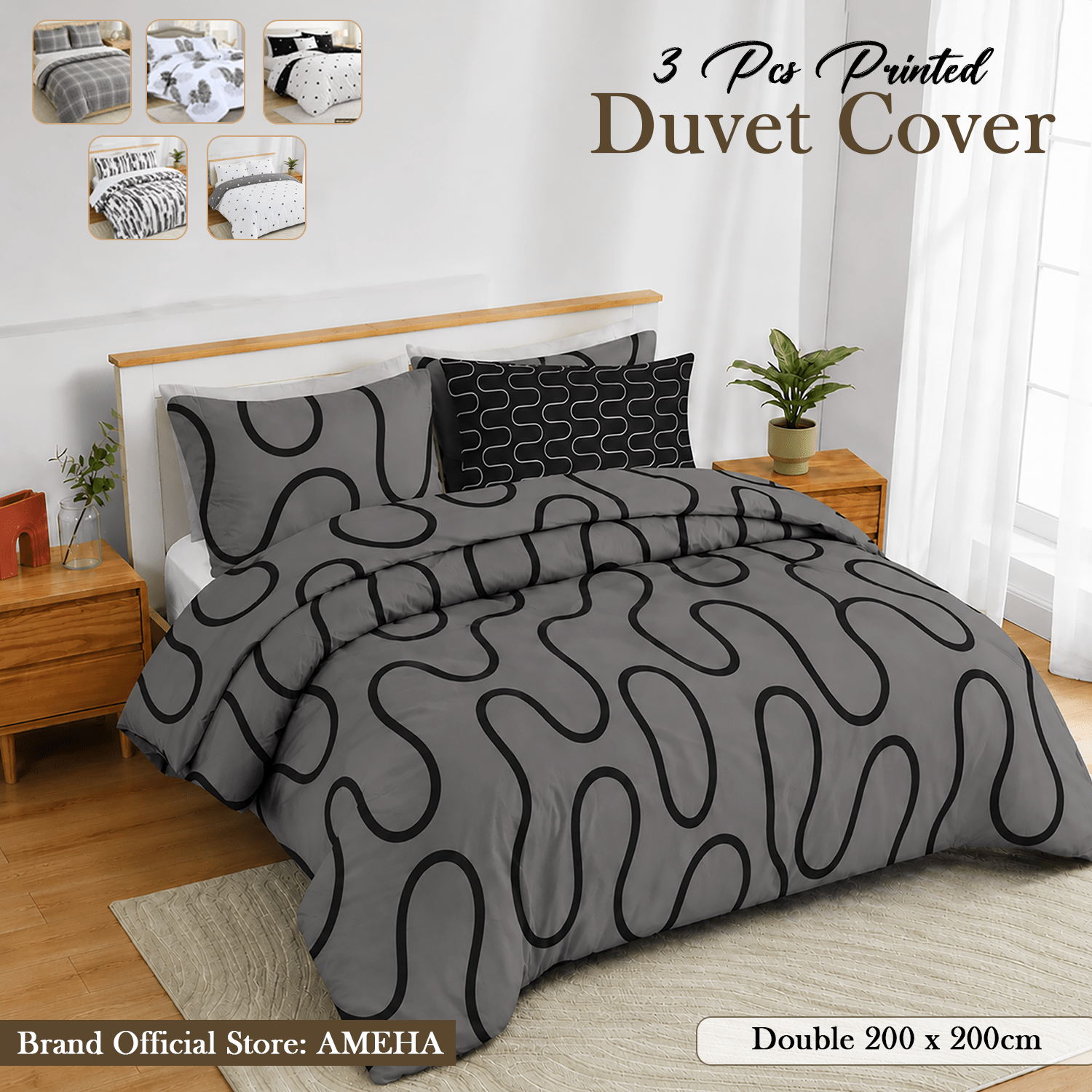 TEMU 3pcs Printed Duvet Cover Set With Pillowcase – Soft Comfortable Microfiber Bedding Set, Lightweight Quilt Cover, Hotel-quality, All Season,