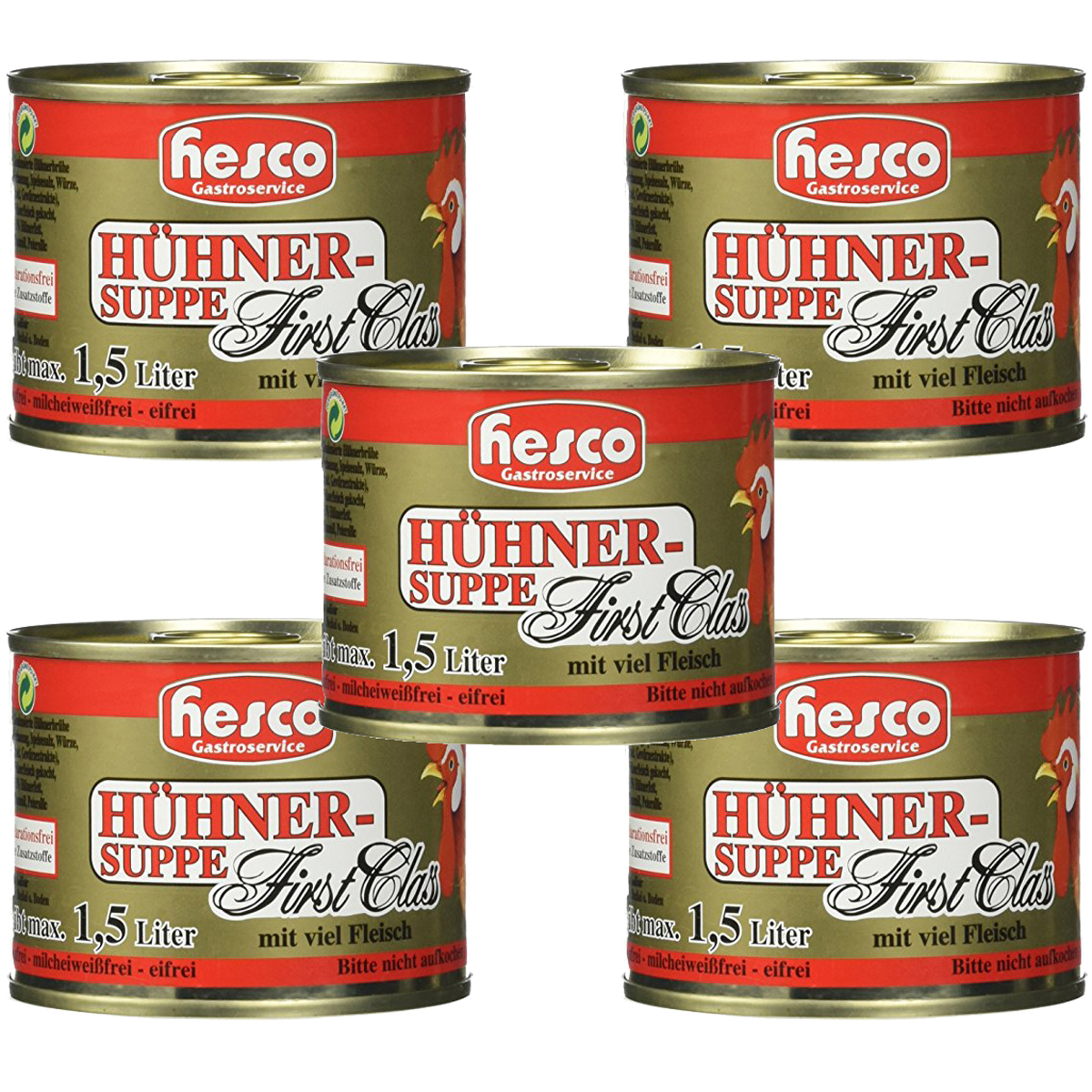Image of Hesco Highly Concentrated Chicken Soup, First Class, 5 Cans, 1060ml