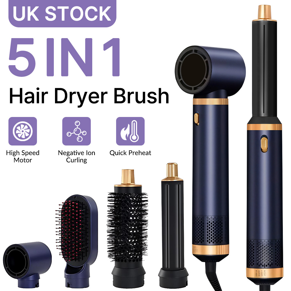 5 in 1 hair dryer brush hot air brush for fine hair   ceramic curling straightening styler with 3 heat settings auto shut off   volumizing anti frizz   busy     use great gift for women mum wife