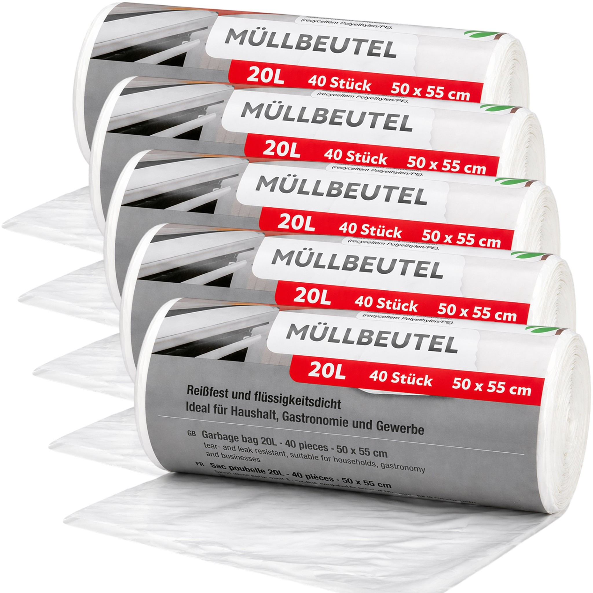 200 Trash Bags/garbage Bags, 20 , 40 Pieces Per Roll, Tear-resistant & Leak-proof