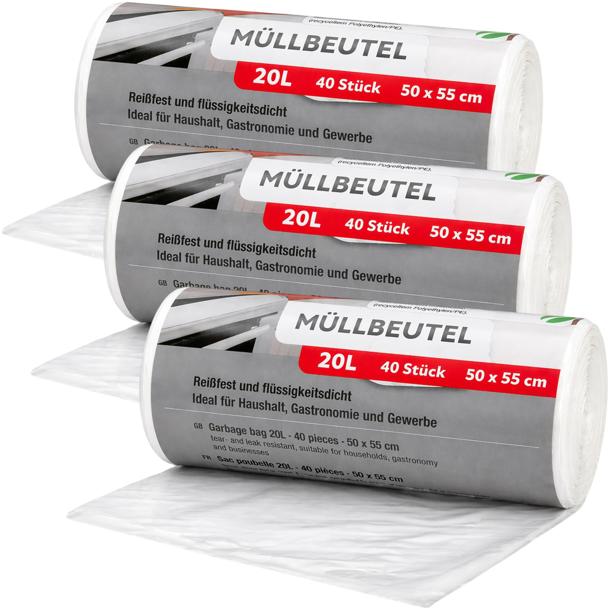 120 Trash Bags, 20 , 40pcs Per Roll, Tear-resistant & Liquid-tight