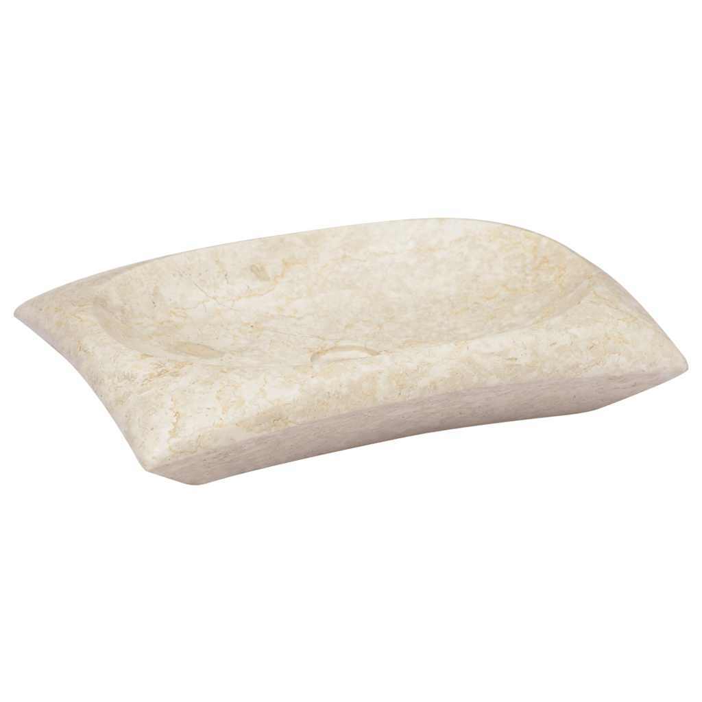 Image of Vidaxl Sink Countertop Sink Washbasin Washstand Bathroom Sink Marble Basin Bathroom Cream 50x35x10cm