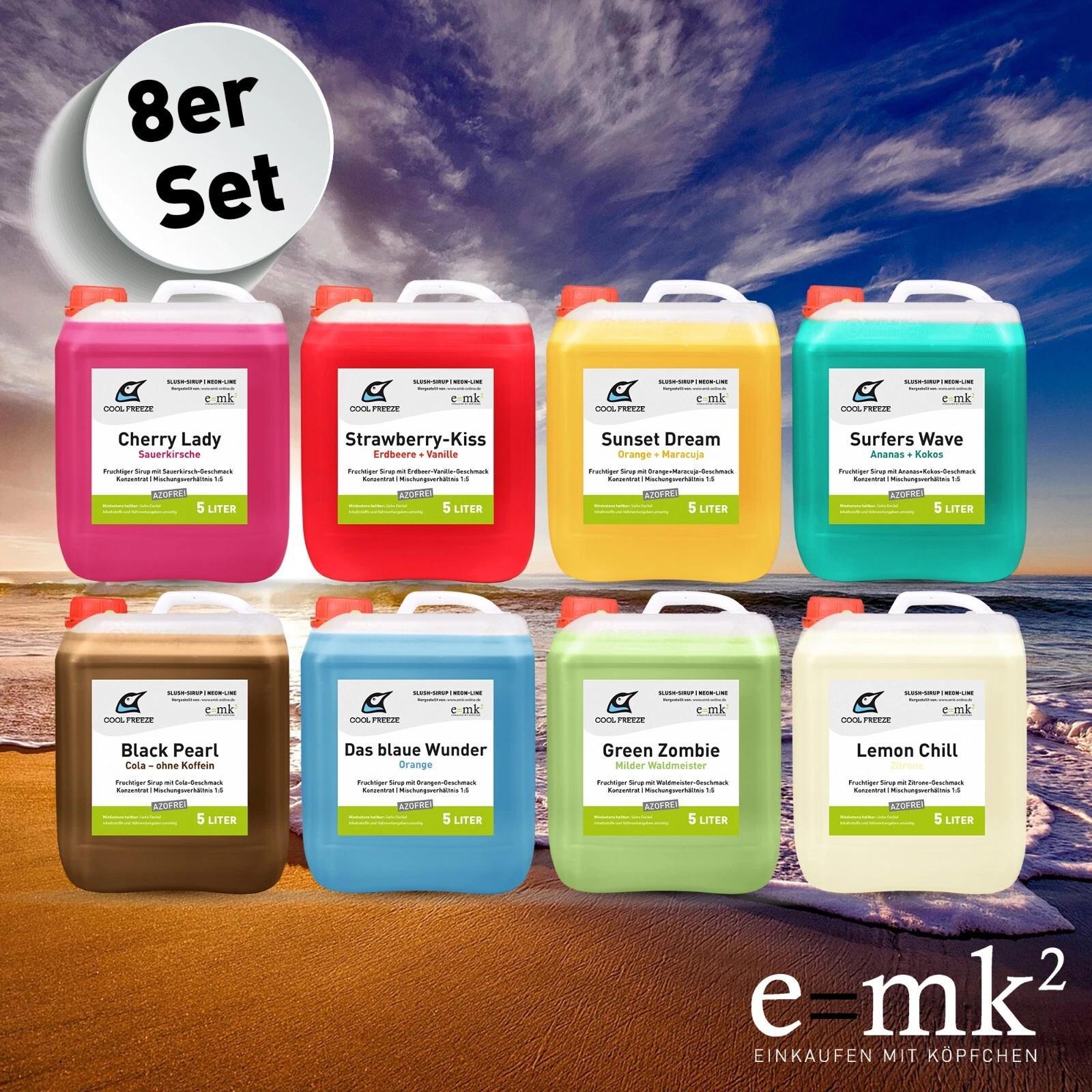 Slush Ice Syrup 8x5l Concentrate Set Azur-free Slushy Mix Drink Summer