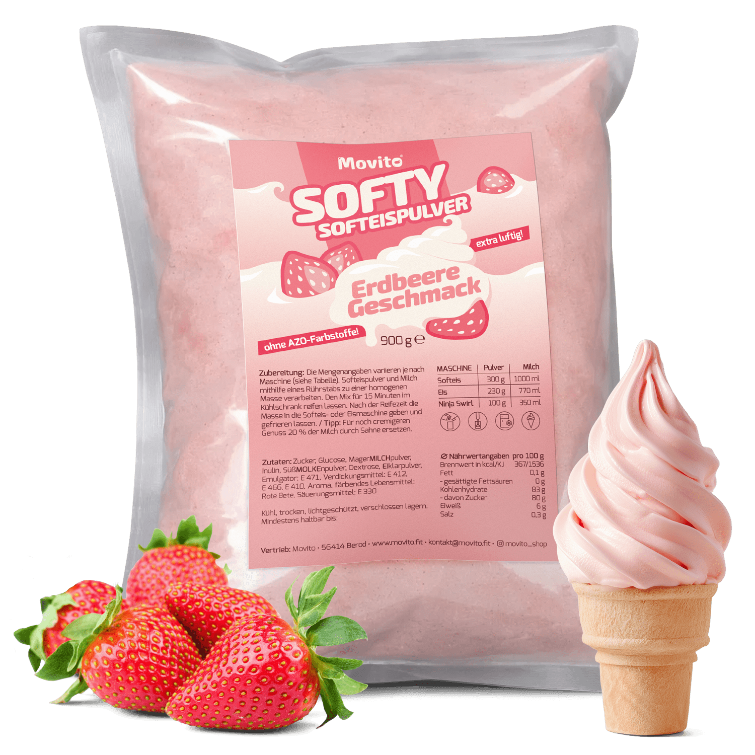 Softy Strawberry Ice Cream Powder