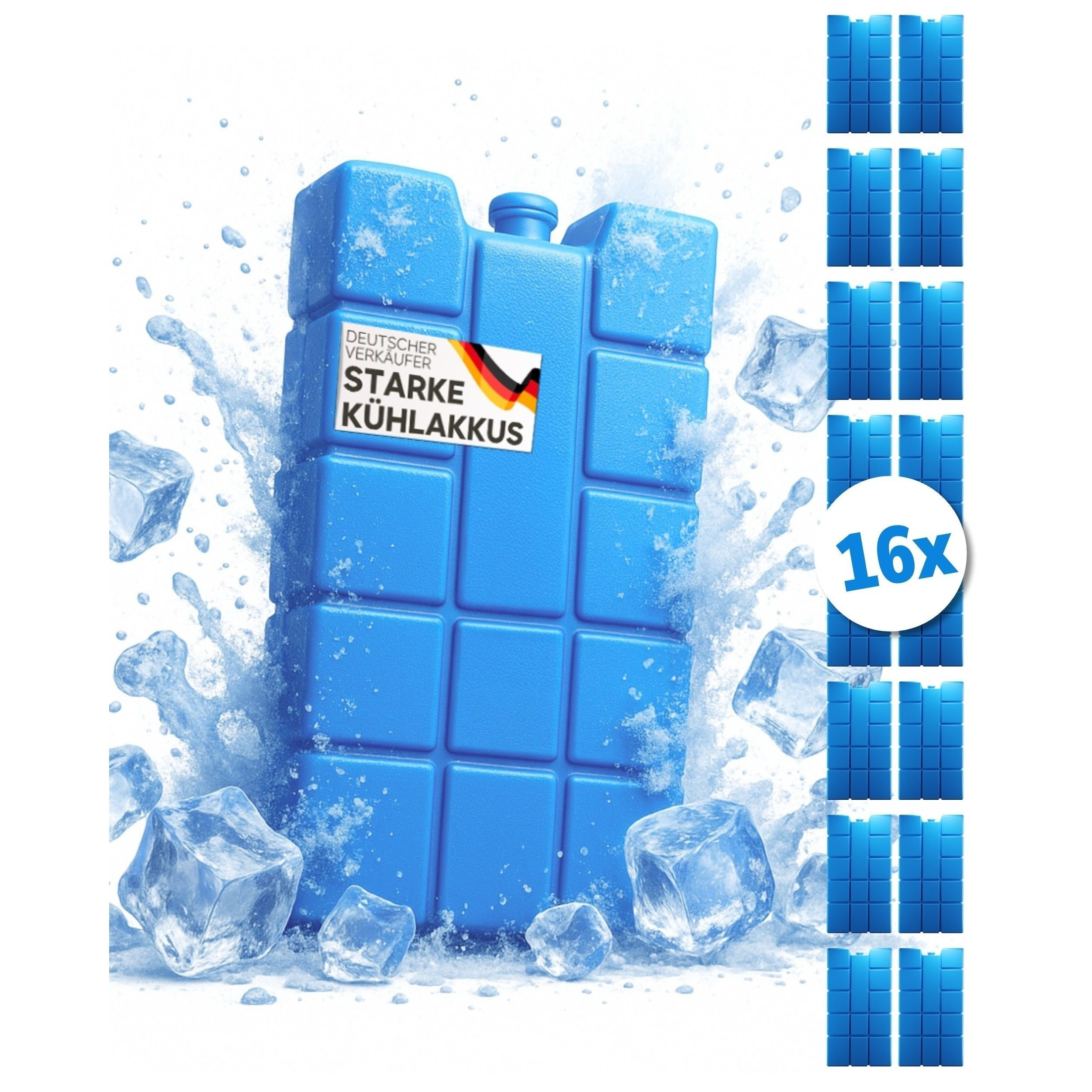 16pcs Set Of Cool Packs, Each 200 Ml | 16 Blue Cooling Elements For Cooler Bag