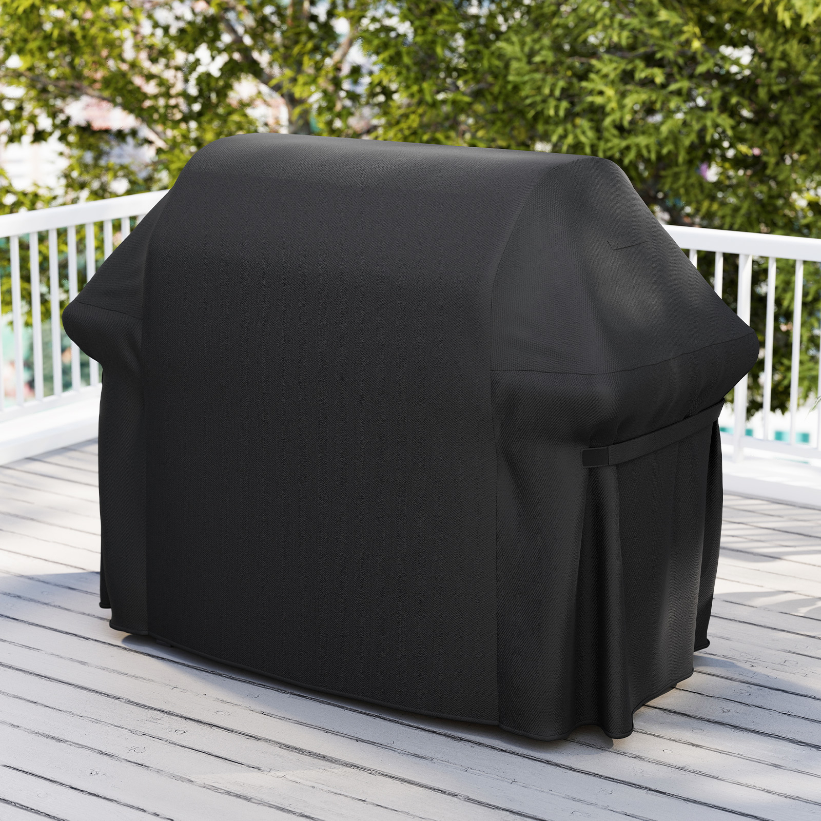 Image of Grill Cover, Heavy Duty Bbq Cover With Dual Handles, Elastic Drawstring, Hook And Loop Fasteners, All Weather Protection, Gas Grill Cover For Outside Grills