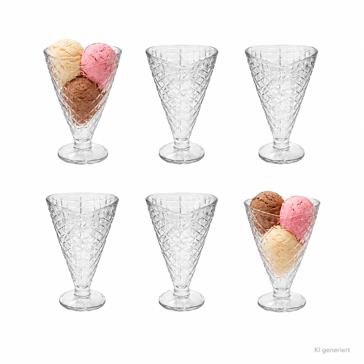 6-piece Set Cups 340ml On Glass Foot