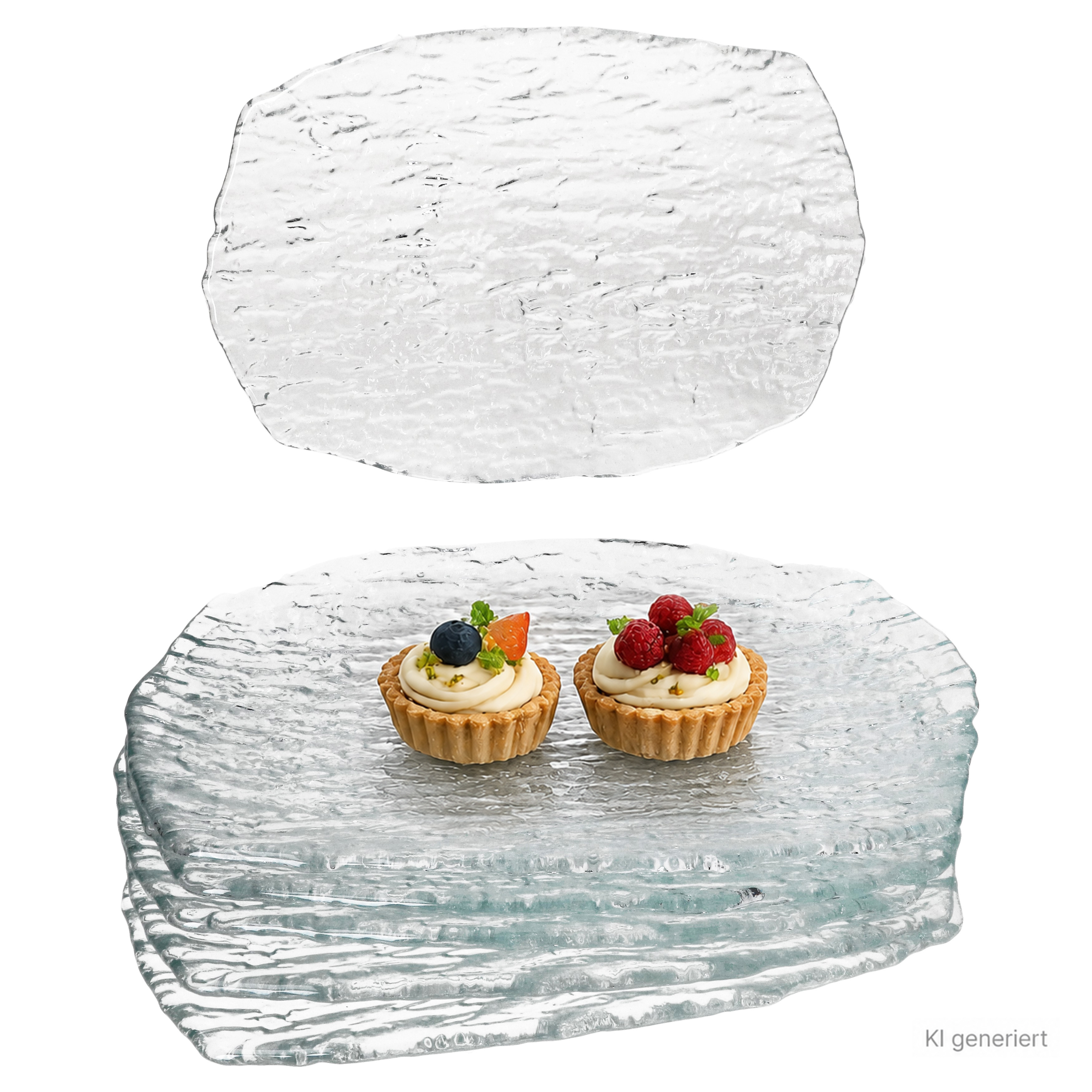 Image of 6pcs Set Of Glass Rectangular Dessert Breakfast Plates, 25.5x17cm