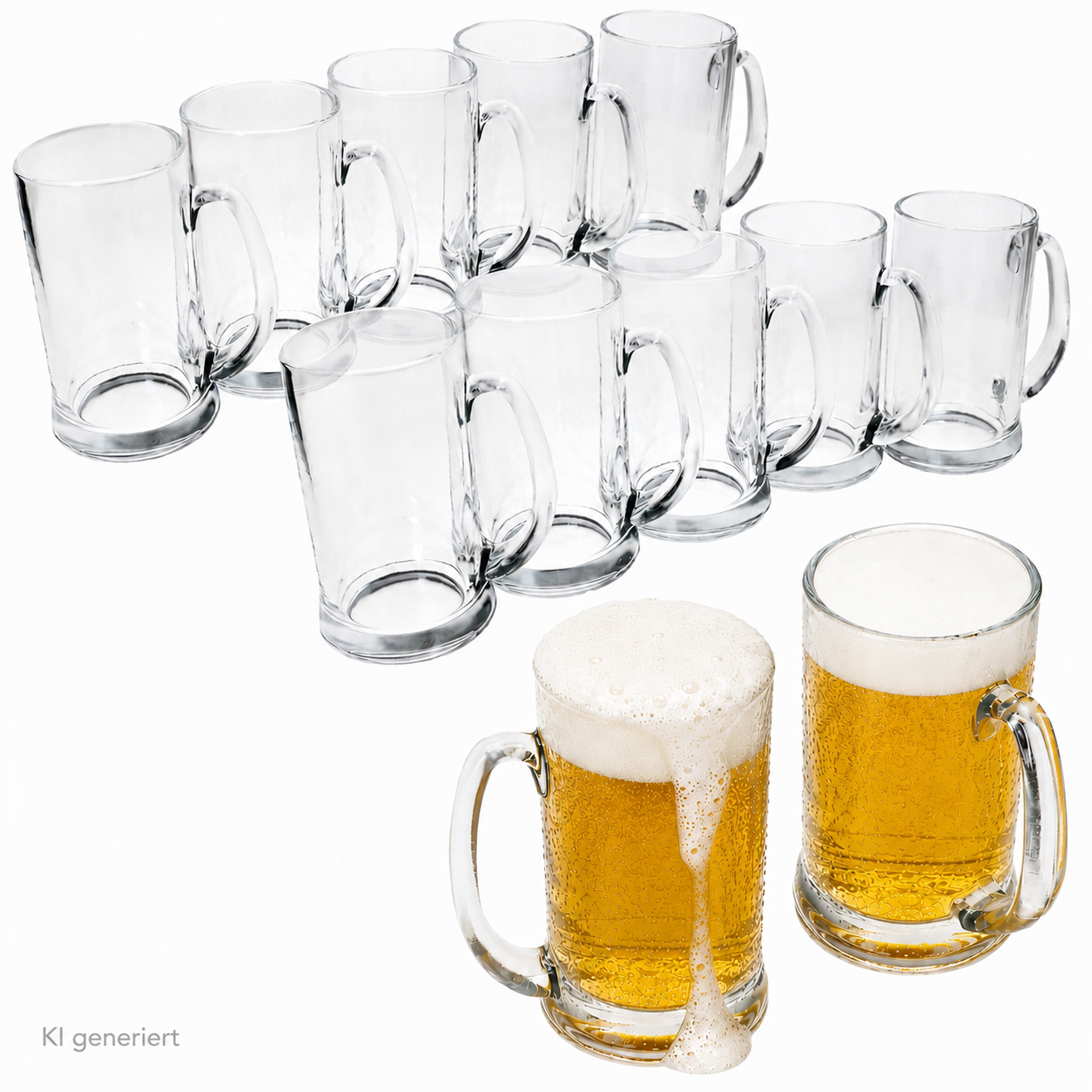 12x Beer Mug Viva 0.5l Beer Steins Clear Glass Handle Mug