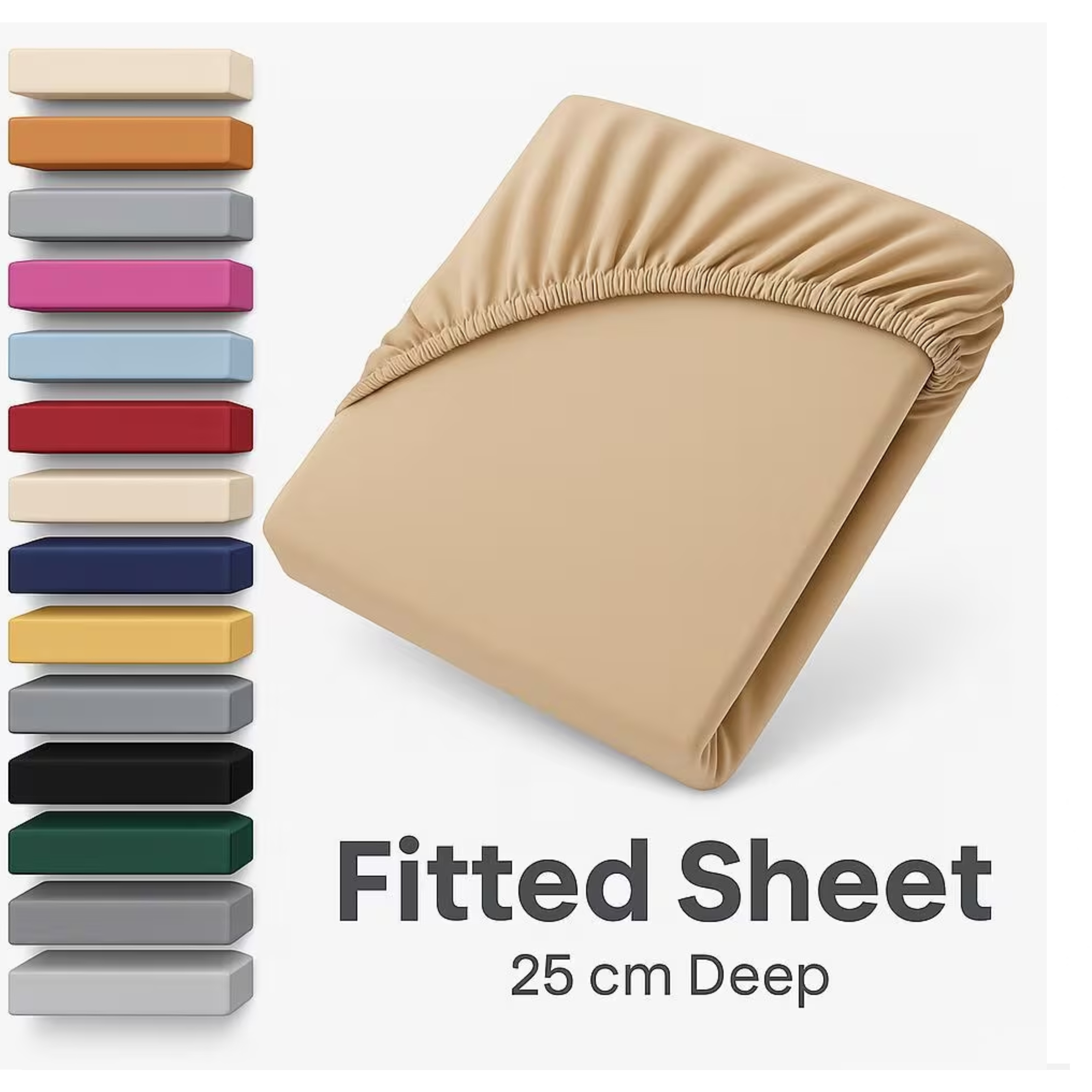 25cm extra deep fitted sheet soft microfiber bed sheet   wrinkle free   single   super king sizes