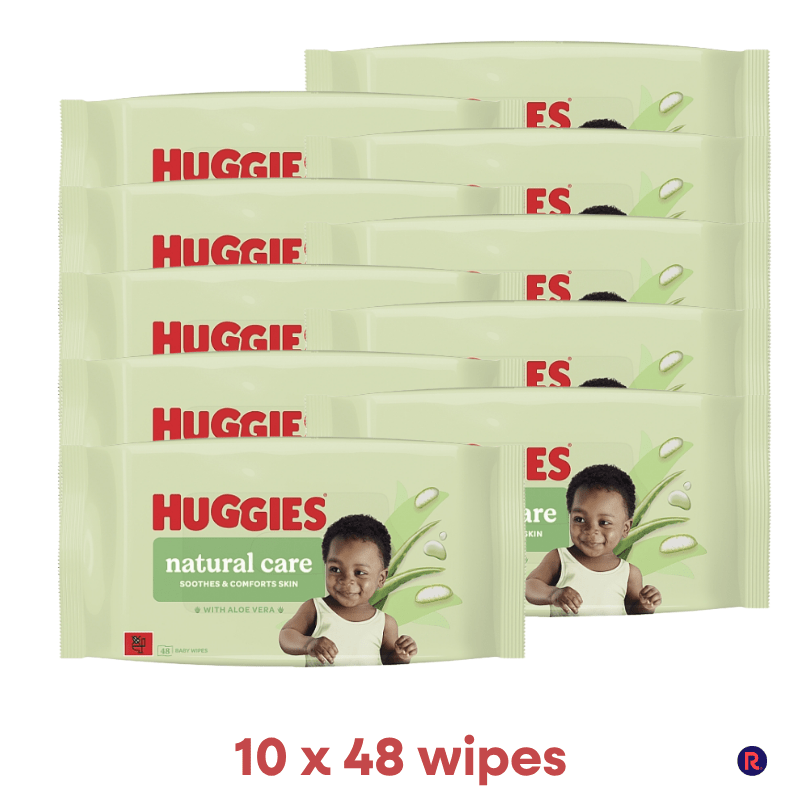 Huggies Natural Care Plastic Free Baby Wipes x48 Pack of 10 C011361