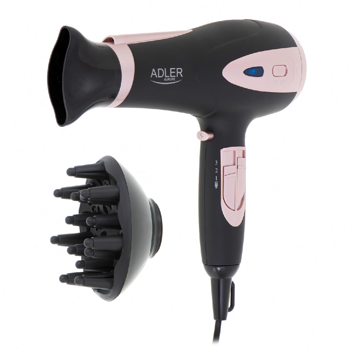 Adler Ad 2248b Hair Dryer With Diffuser, 2200w, Black