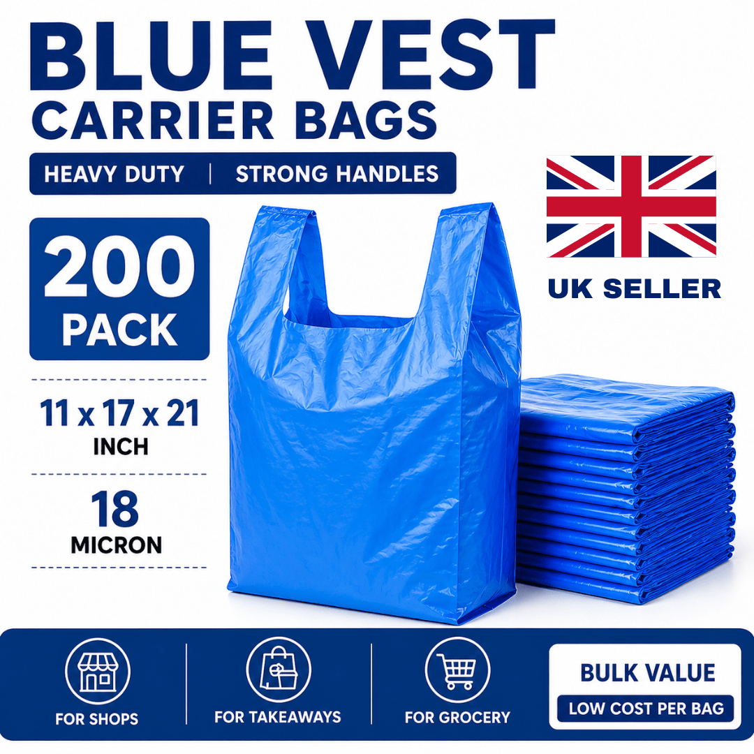TEMU 200 Pack Plastic Vest Carrier Bags, 11x17x21 Inch – Heavy Duty T-shirt Shopping Bags With Strong Handles For Grocery, Retail, Takeaway, Shops,