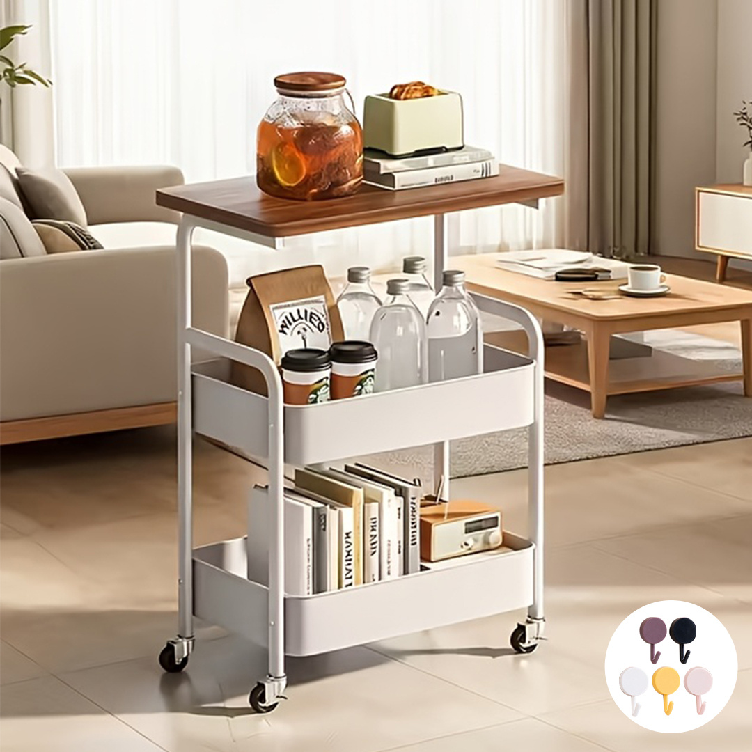 TEMU 3-tier Rolling Storage Cart With Tabletop And Snack Rack, Easy-to-move Wheels, Suitable For Home Or Office Use, Multi-functional Cart, Push