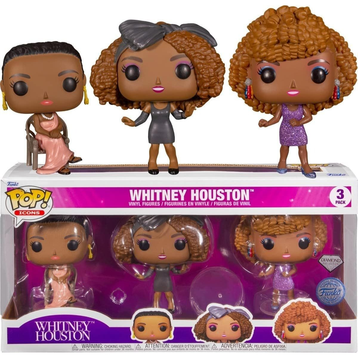 TEMU Pop! Whitney Houston (diamond Collection) 3-pack (exclusive)