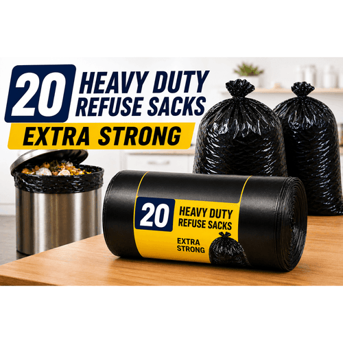 extra strong heavy duty black bin liners sacks garbage bags thick waste rubbish bags large trash bags 20 pack