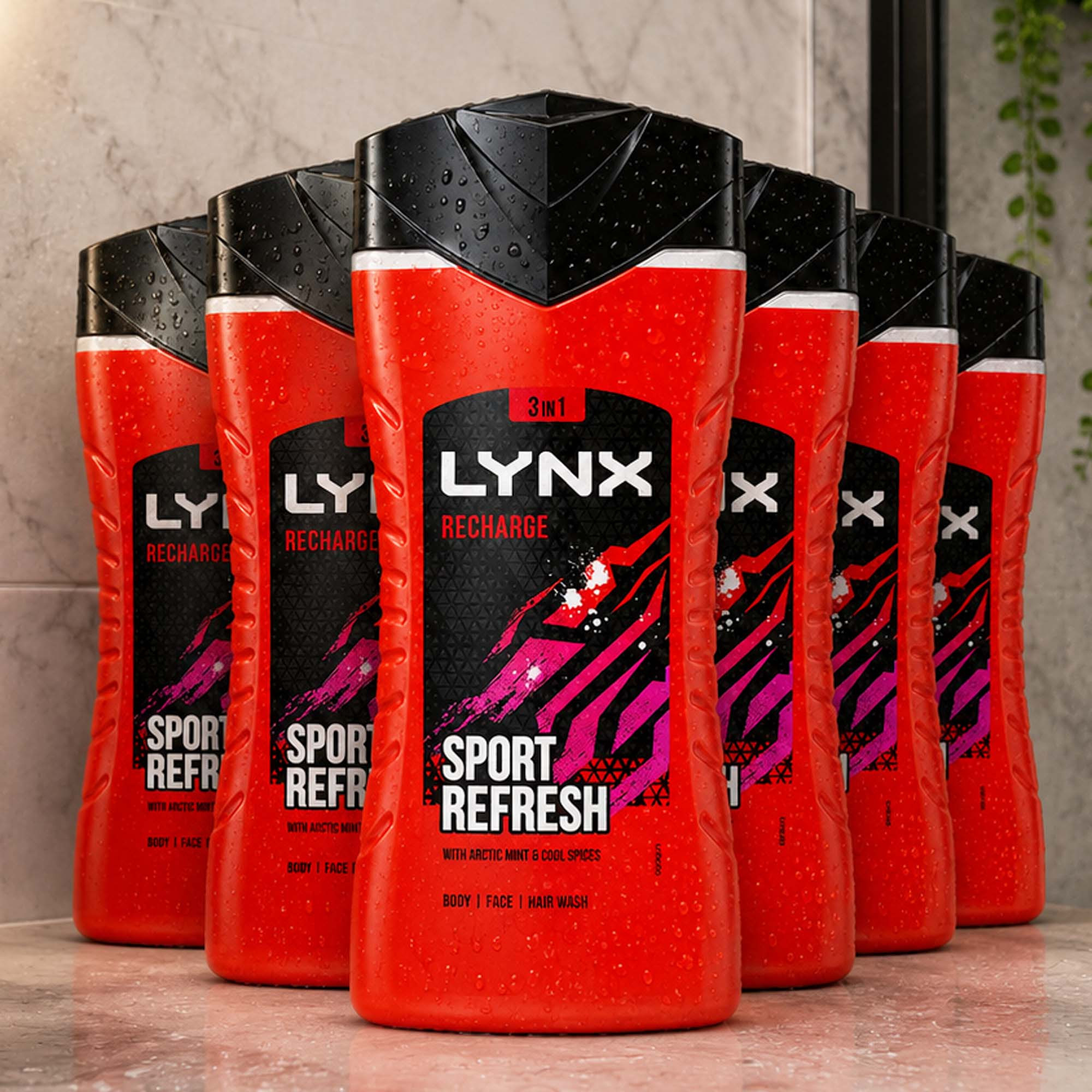 TEMU Lynx Recharge Gel 225ml & Cool Spices Body Wash - Pack Of 6