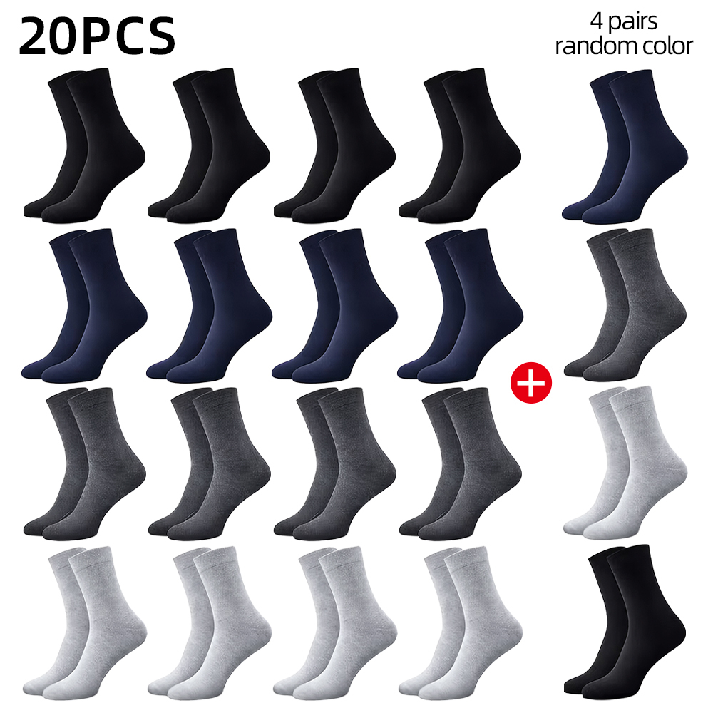 TEMU Paquete de 20 de calcetines de algodón de , calcetines de punta redonda suaves y transpirables, con un total de 4 combinaciones clásicos. El