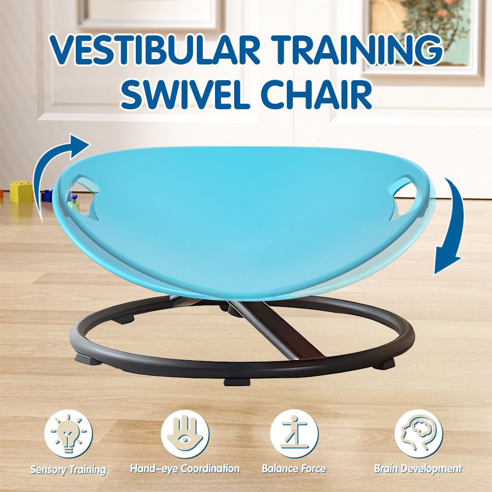 TEMU 1pc Blue Swivel Chair For Sensory Training – Ergonomic Active Sitting Solution With Stable Metal Base, Focus & Balance Enhancement For Home And