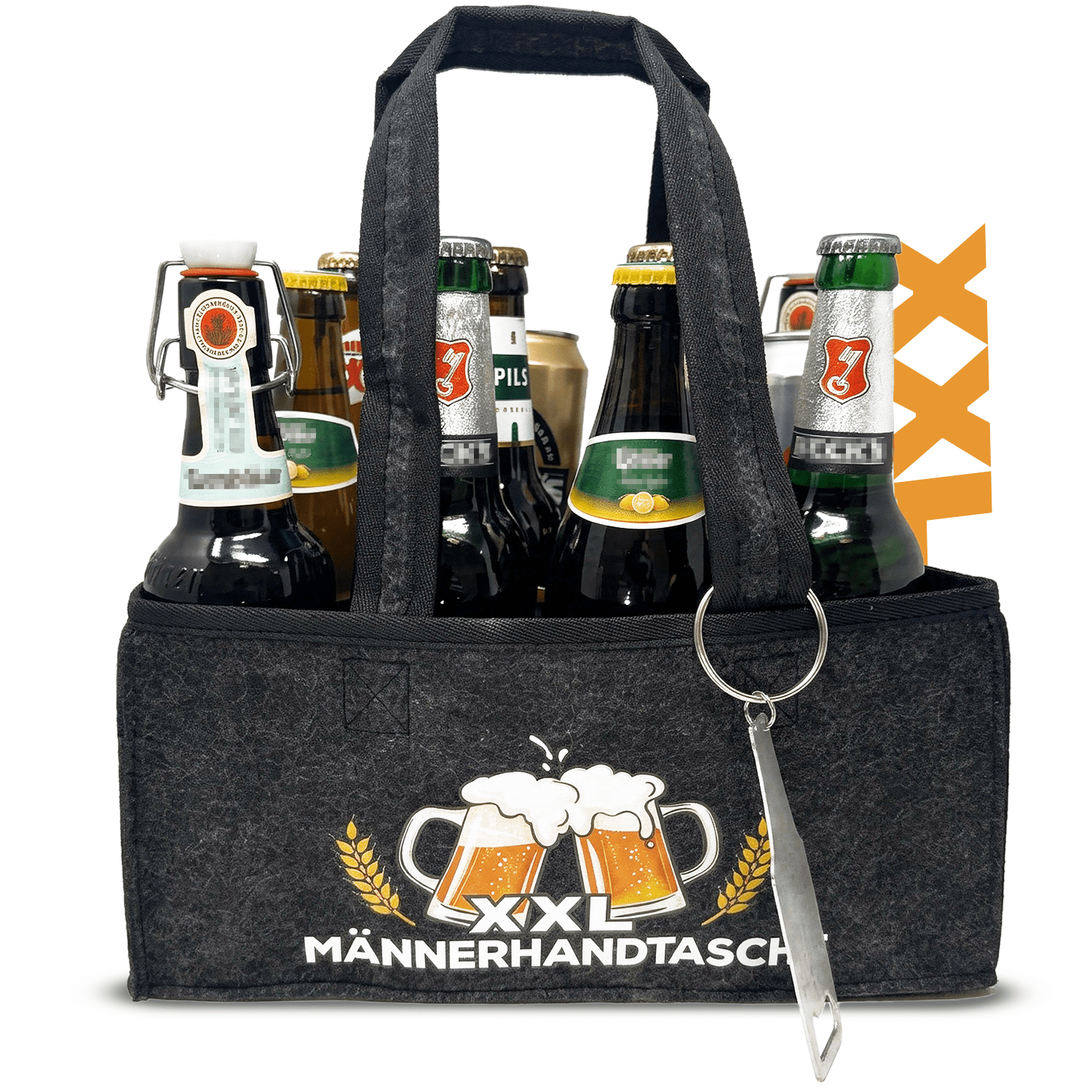 Xxl Men's Handbag With Bottle Opener | High-quality Felt Tote Bag For 12 Bottles Or Cans