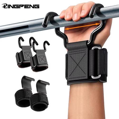 heavy duty weight lifting hooks non slip rubber coated deadlift straps professional wrist support grips for bodybuilding pull ups strength training adjustable padded gym hooks for powerlifting uk