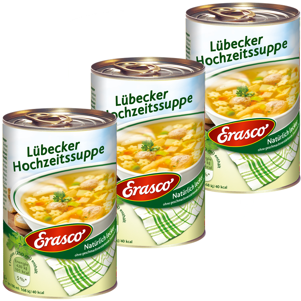 Image of Erasco Lübeck Wedding Soup With Dumplings And Vegetables, 390ml, 3-pack