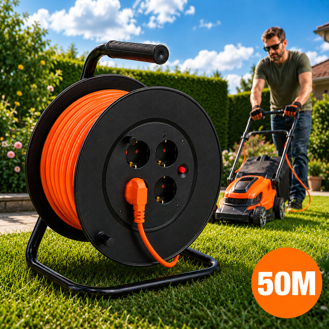 GARDEN CONSTRUCTION DRUM PRzedłużacz KABLA NA WYJĘCIE DRUM 50m 3x2.5mm 4 GN
