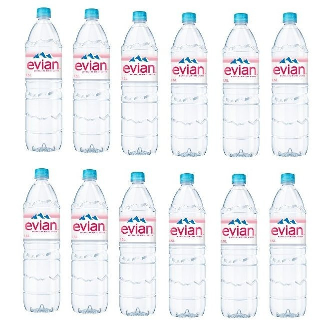 Image of 12 Bottles Of Evian Natural Mineral Water, 1.5 L Each, Including Deposit, Natural Mineral Water