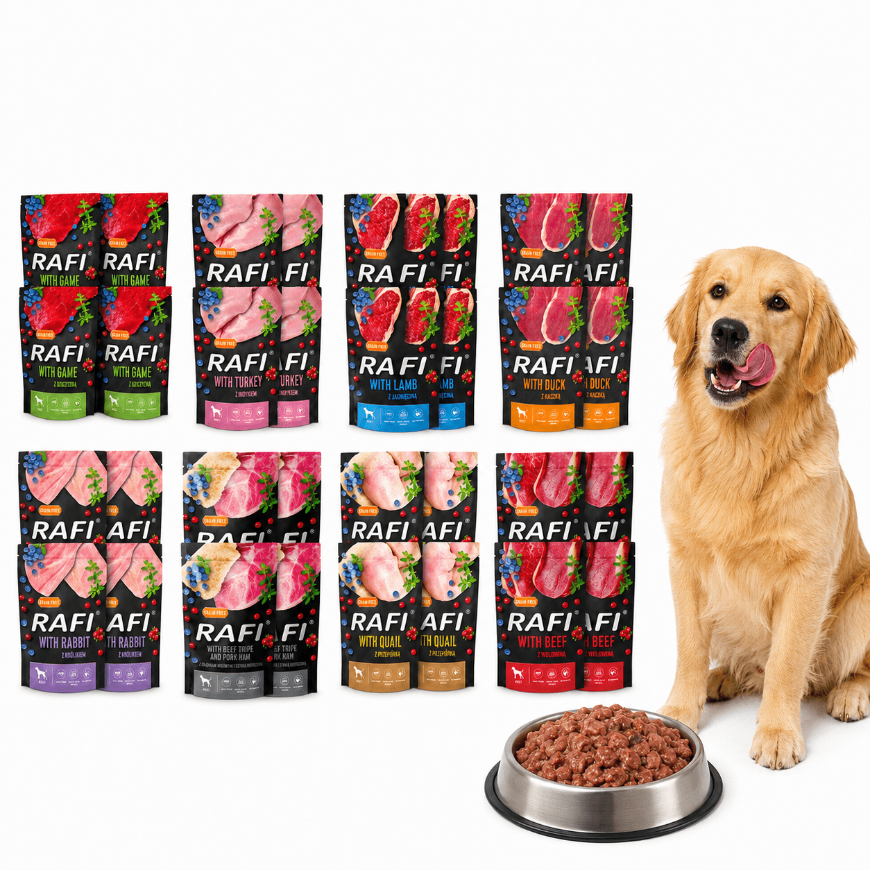 Image of Noteci Valley Food For Rafi Dog 32 X 500g Bags Mix Of 8 Flavors, 4pcs Each
