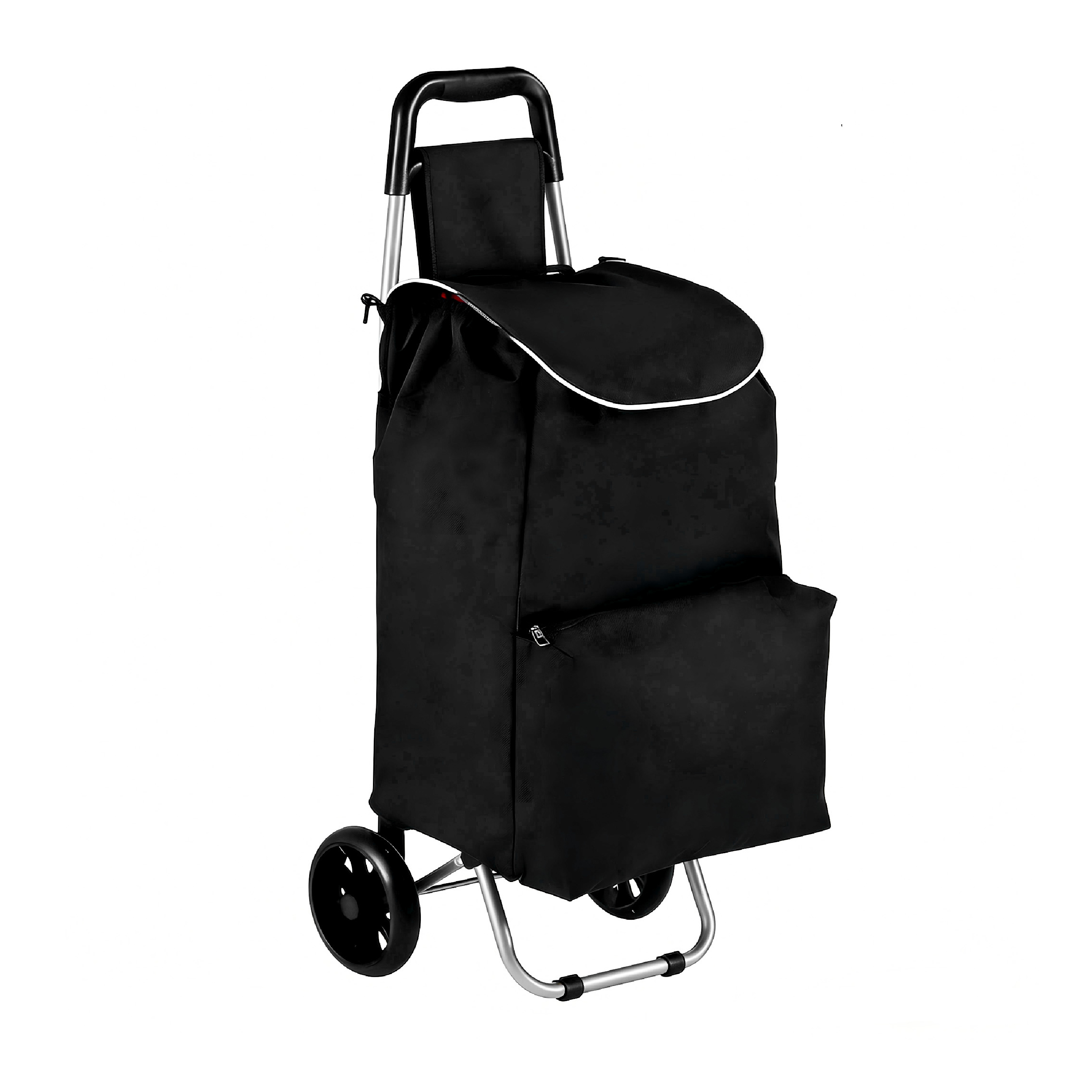 Baroni Home Stevige 35L Boodschappenkar, Winkelwagentje met 15cm Wielen en Extra Vak, Ergonomisch Zacht Handvat, Rugbeschermer Ideaal voor Winkelen en Transport, 35x35x94cm