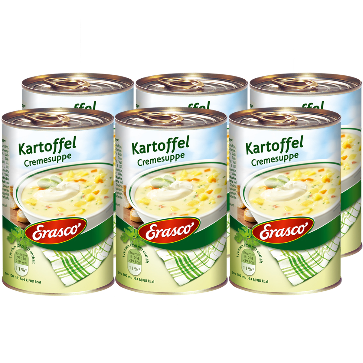 Erasco Creamy Potato Soup With Smoked, Fine And Creamy, 390ml, 6-pack