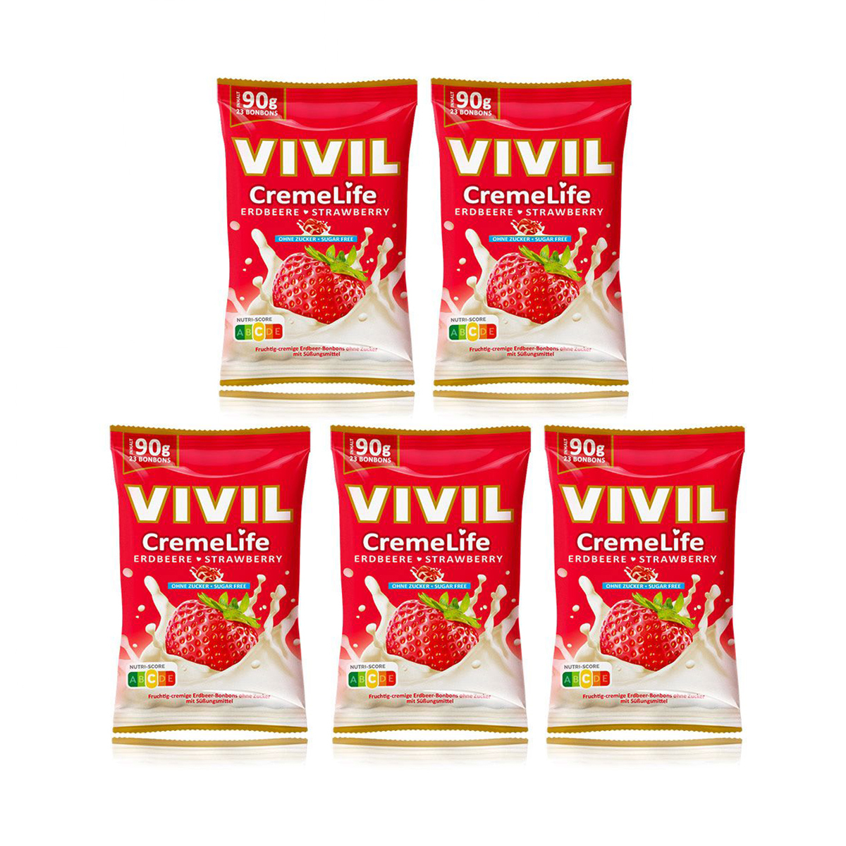 Live Cream Life Strawberry Fruity Candies Sugar-free 90g 5-pack