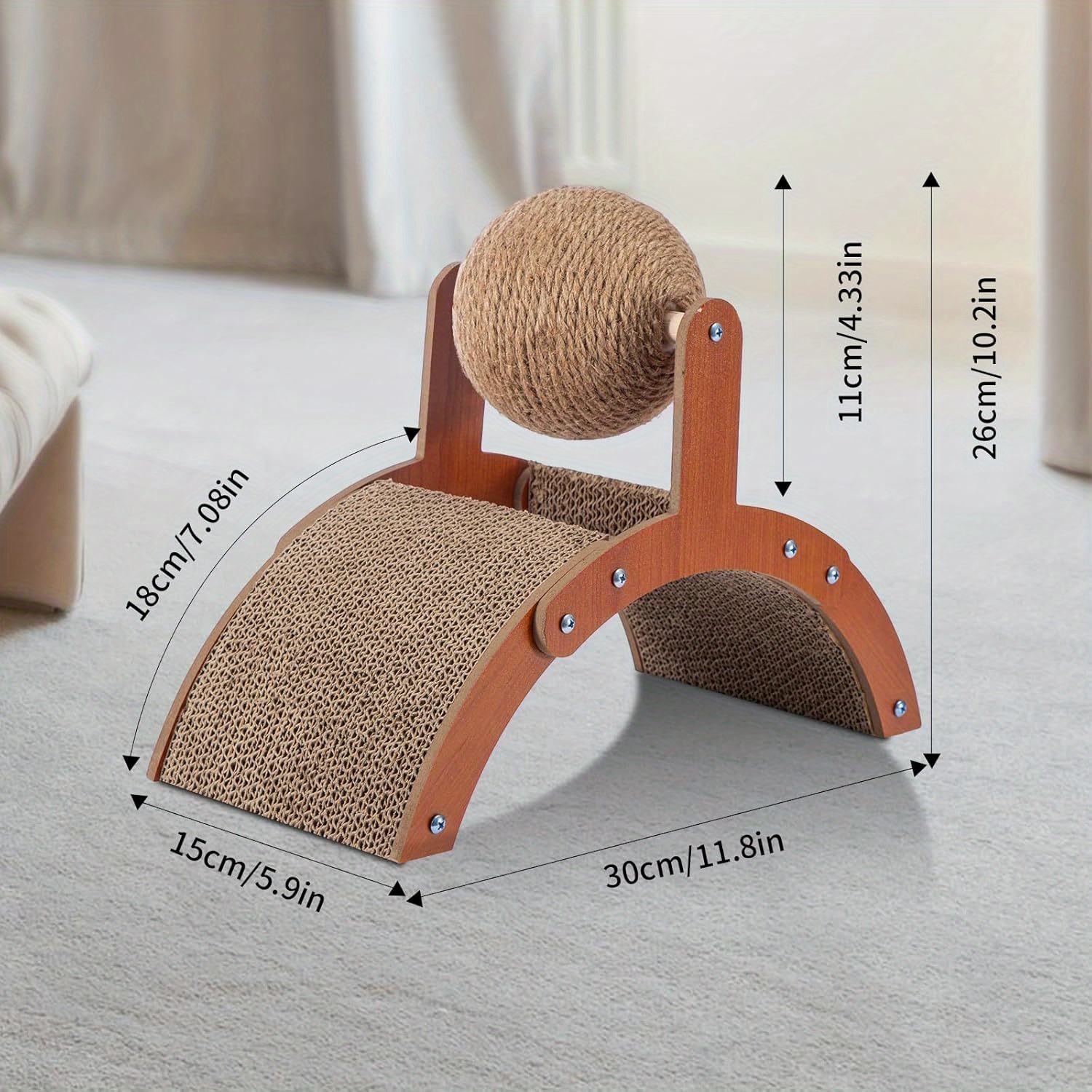 Cat Scratching Board with Hanging Toy, Durable Design
