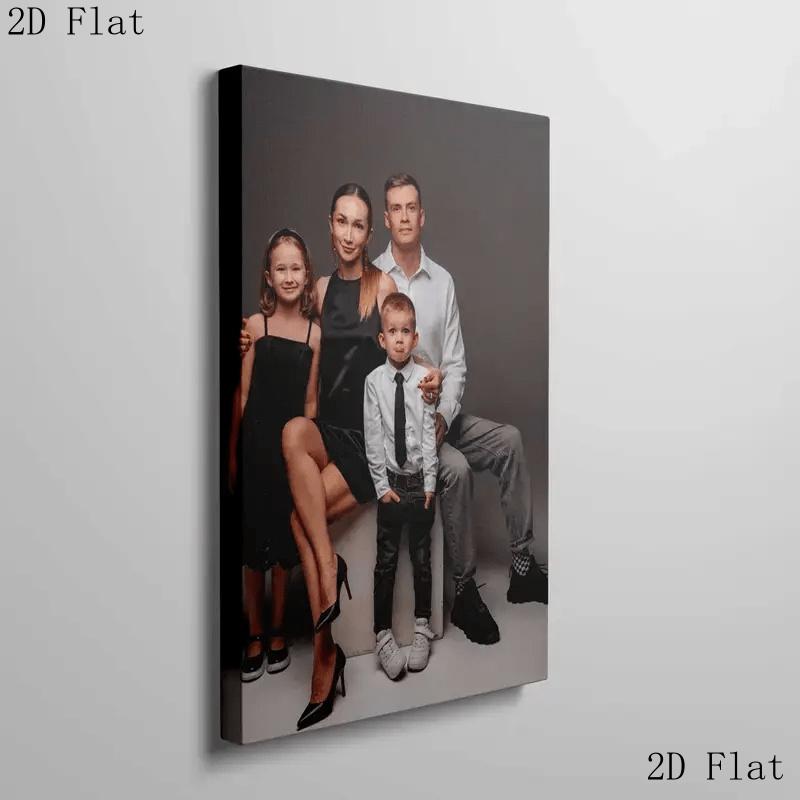 TEMU 2d Custom Wooden Framed Canvas Painting, 1 Custom Family Photo Wall Art - Personalized Packaging With Matching Frame, Offering Multifunctional
