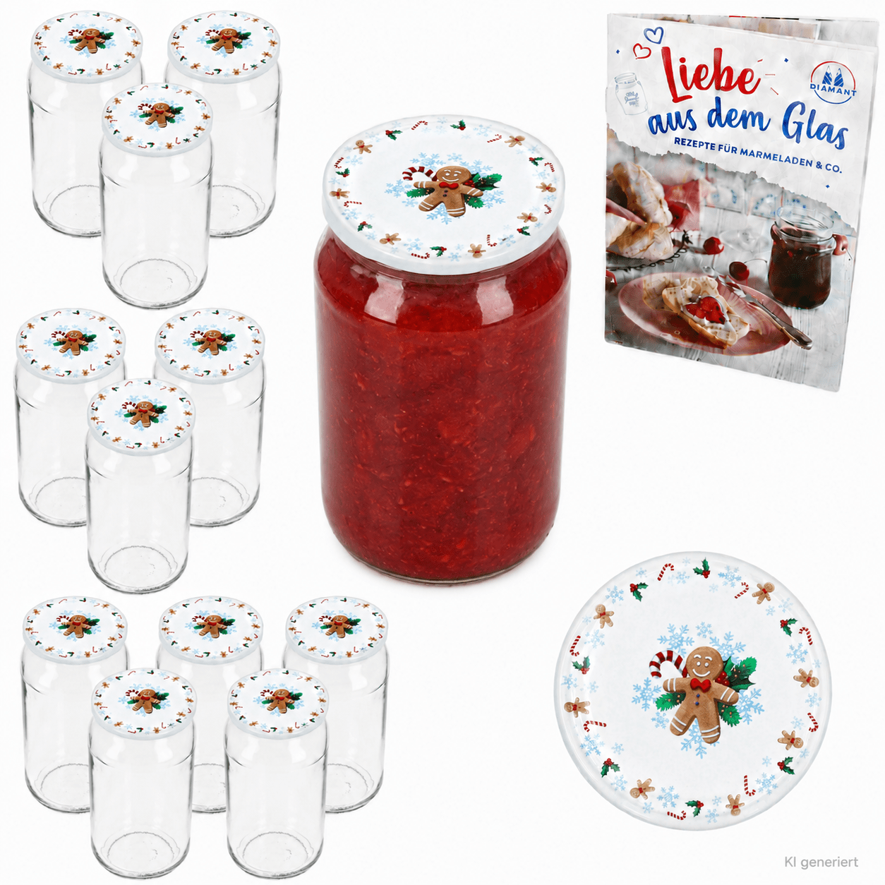 12-piece Set Of 720ml Round Mason Jars With Lids - Preserving Jars, Storage Containers, Glass Canisters