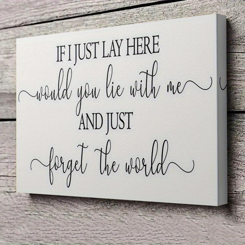 TEMU 2d Flat Painting, 1 Piece Framed Canvas Art & I Just Lay Here> Romantic Quote Wall Art - Multiple Size Options, Wooden Frame, Ready-to-hang