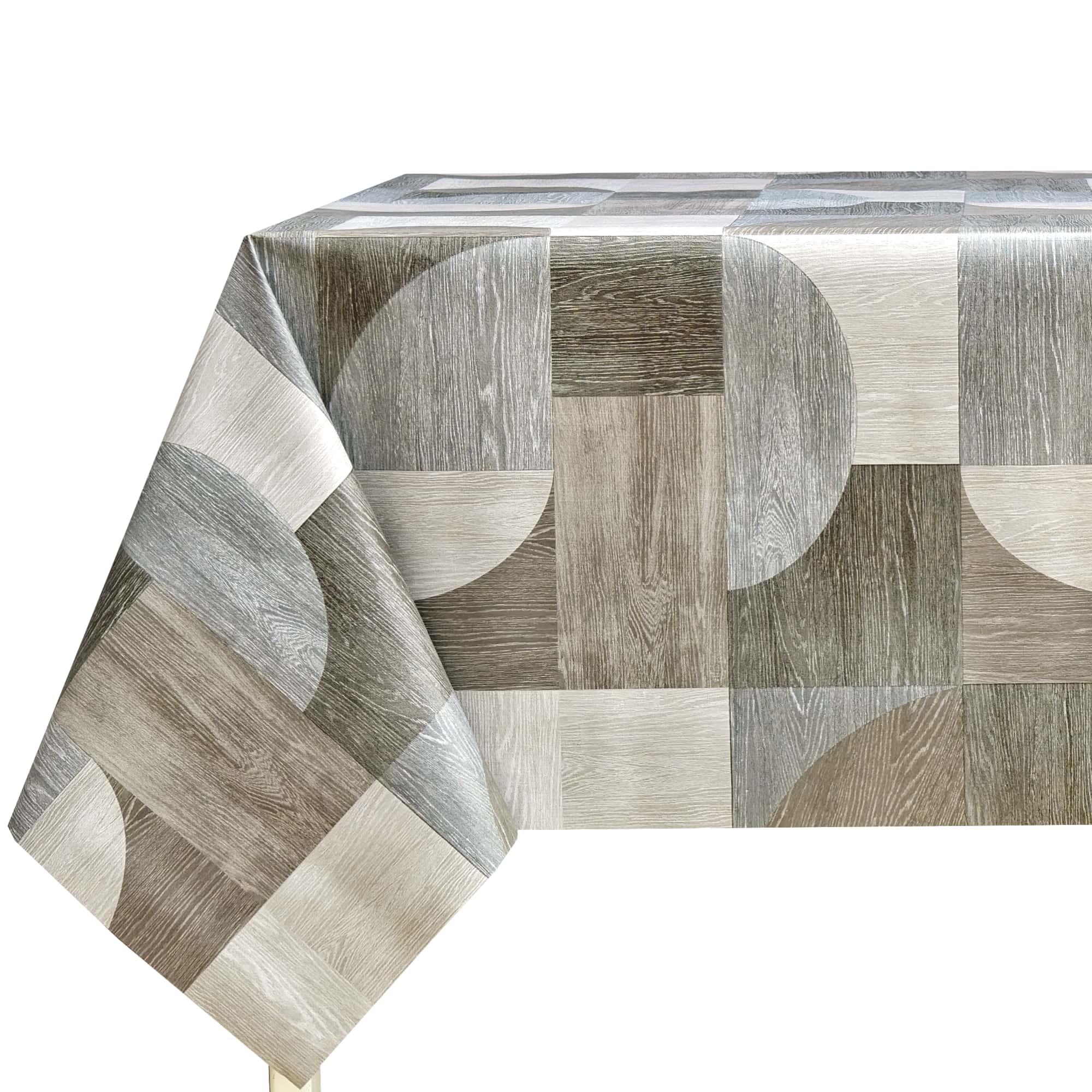 TEMU Mantel de PVC impermeable y antimanchas, diseño geométrico madera en beige y , fácil de limpiar, ideal para cocina, comedor y uso diario