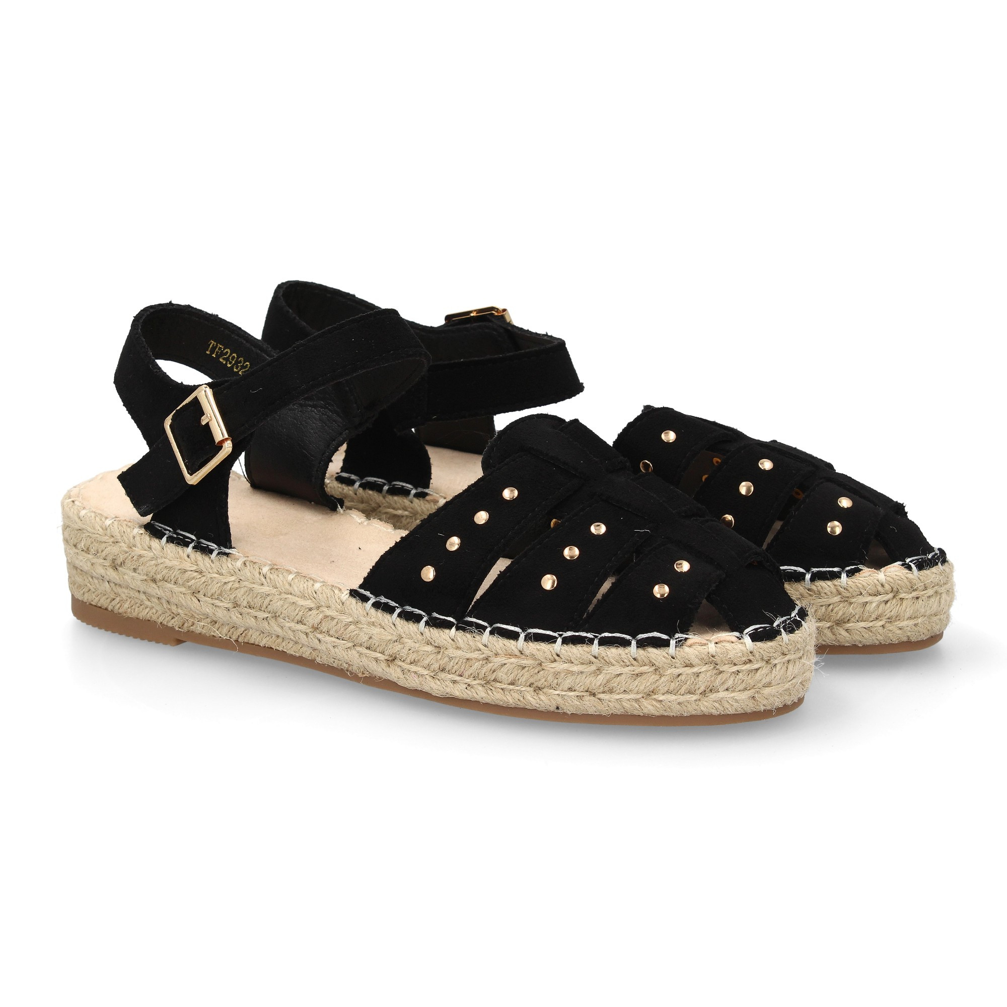 Image of Women's Alpargata Sandals With Metallic Detail Design, Closed Toe, Open Heel, Ankle Strap Closure, Jute Sole, Wear In Summer.