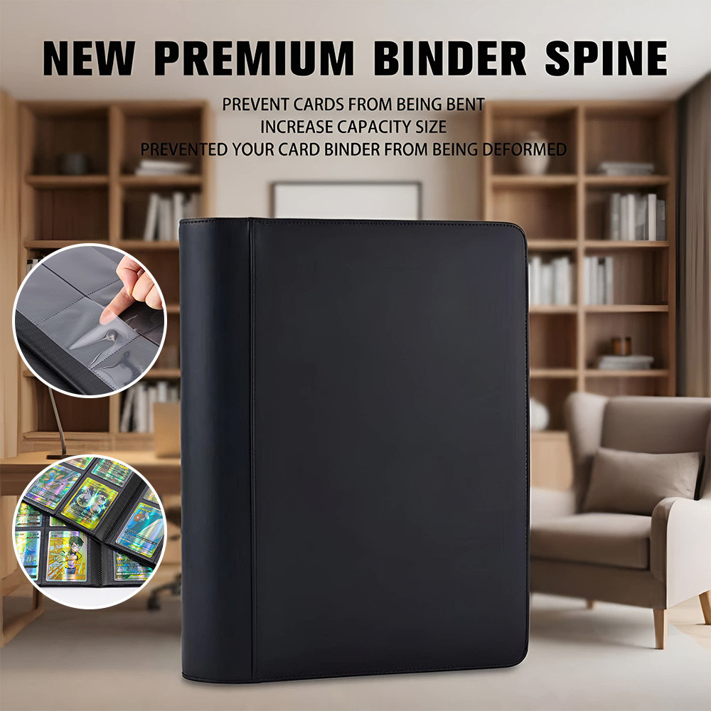 Image of Portable 16pocket Trading Card Binder, Holds 1024cards With 32removable Double-sided Sleeves, Baseball Card Binder Card Storage Organizer Album For Boys, Girls, Sports & Game Cards