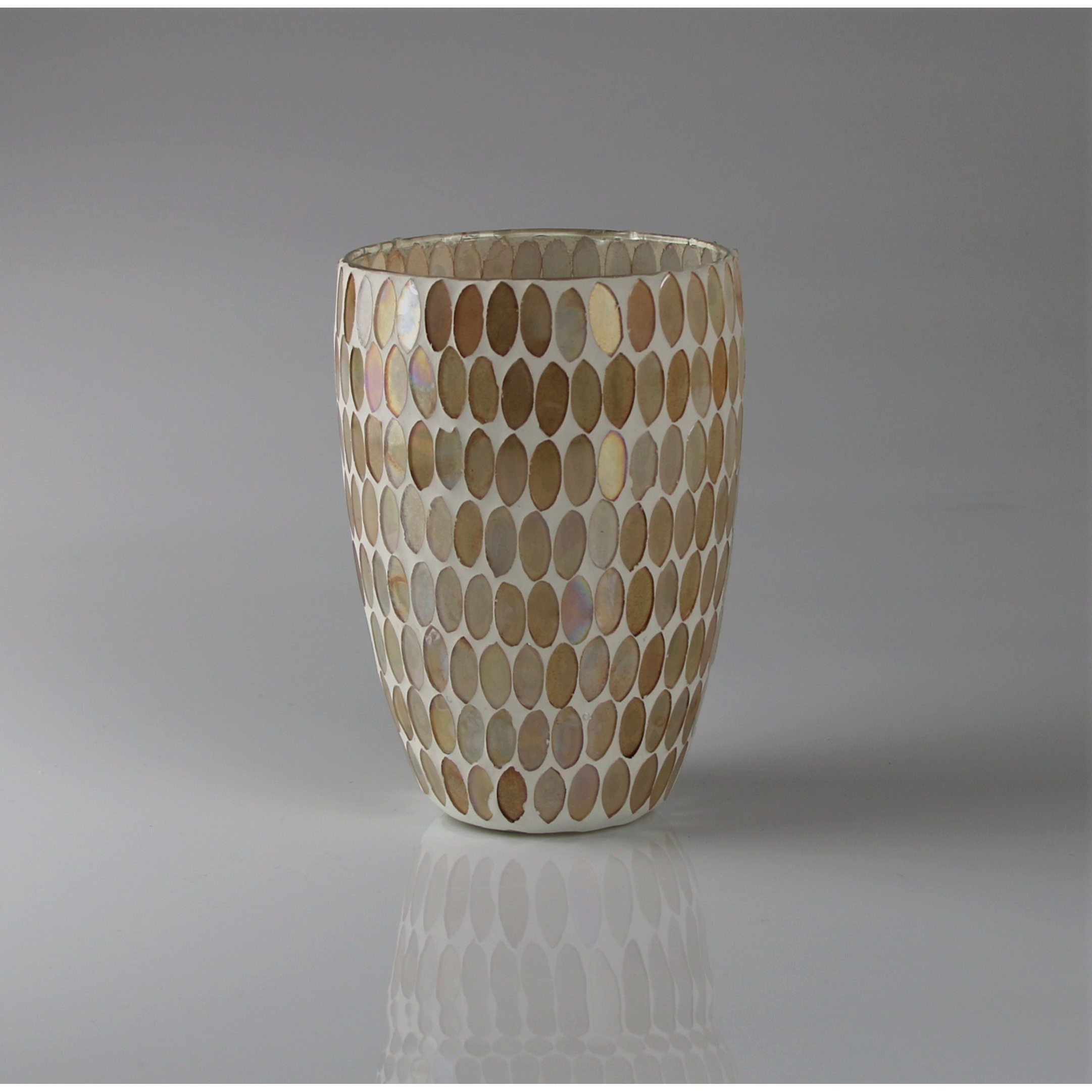 Image of Cream Mosaic Glass Lantern 9x10
