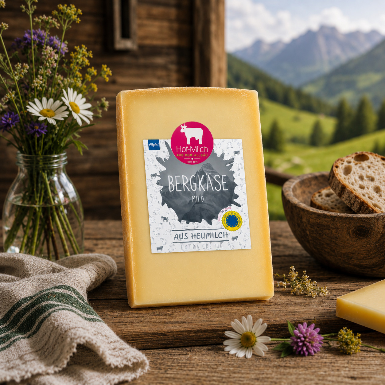 Image of Allgäuer Hof-milch Alpine Cheese From Hay Milk – Mild & Creamy | 2x250g Premium Hard Cheese