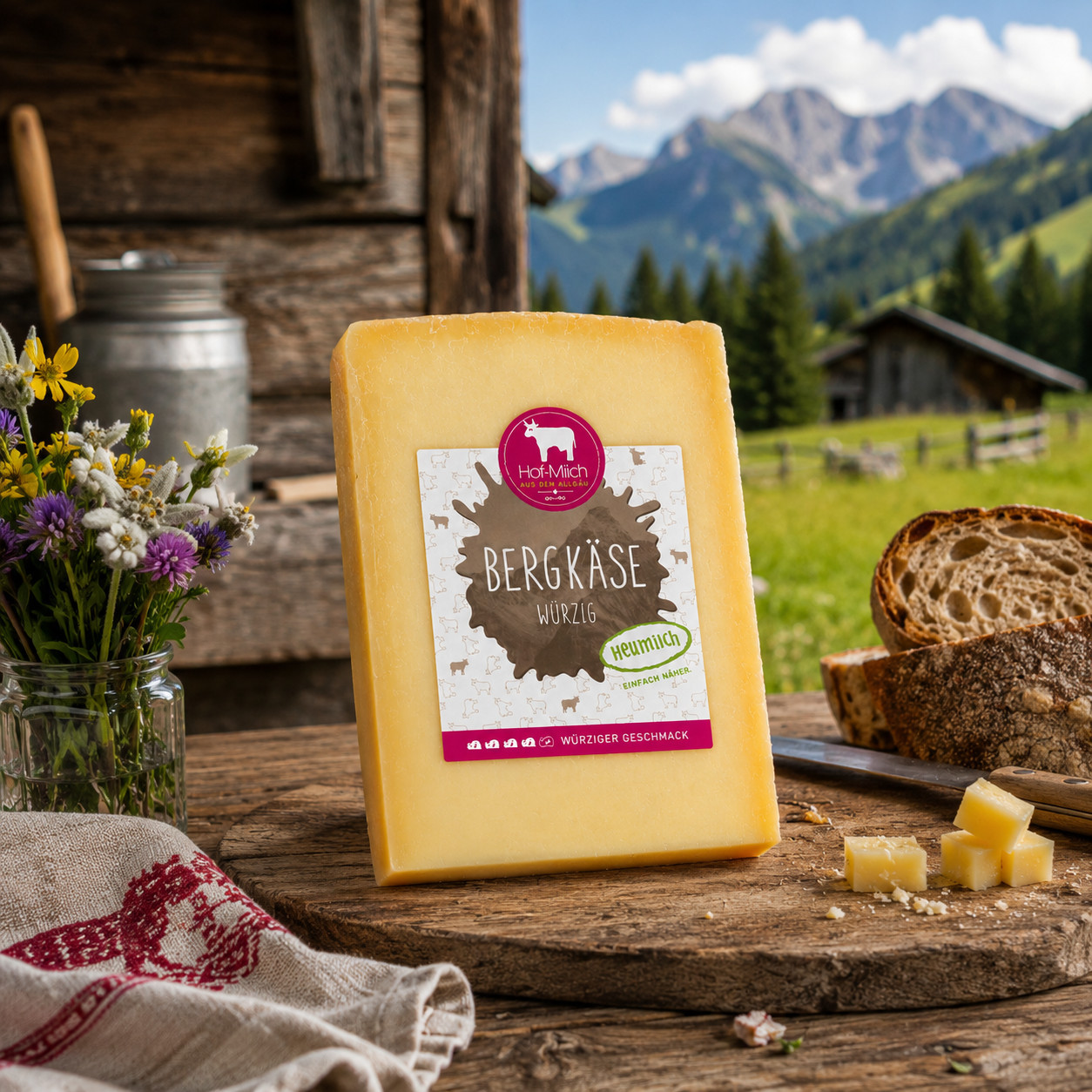 Allgäu Farmhouse Cheese From Hay Milk - Spicy & Aromatic | 2x 250g Premium Milk Cheese