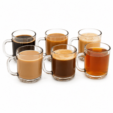 TEMU Set 6pcs Clear Glass Tea Mug Set | 245ml (8.3oz) Classic Transparent Tea Cups With Comfortable Handle | High-quality Hot Drink Glassware For |